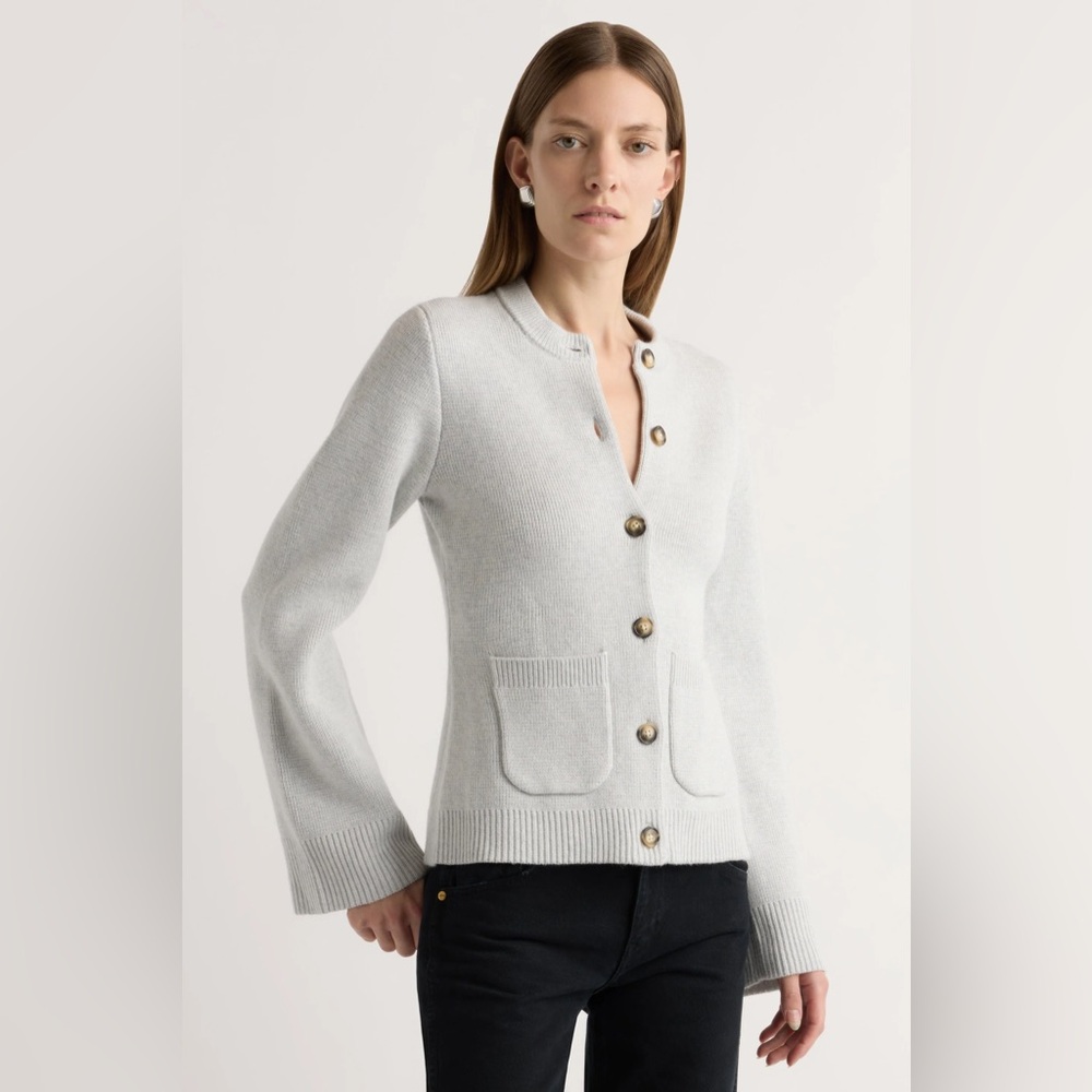 Modern Citizen Eames Organic Cotton-Wool Button Cardigan - Heather Grey / S